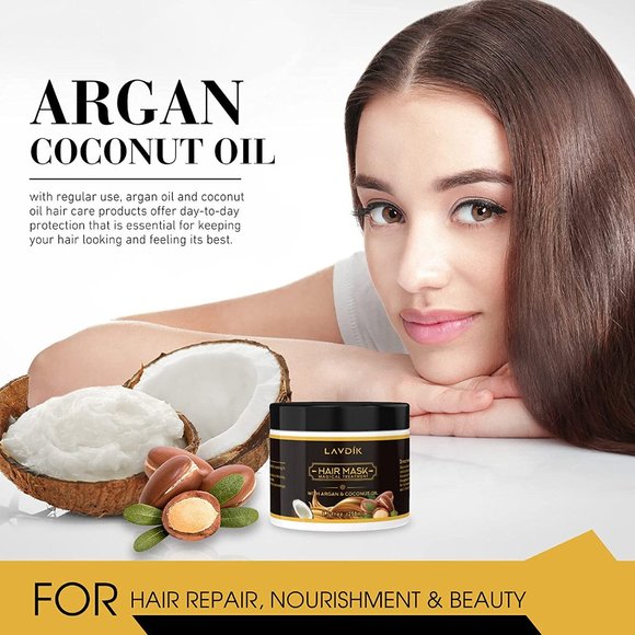 LAVDIK Hair Argan Oil Hair Mask Coconut Oil Collagen Hydrating Hair